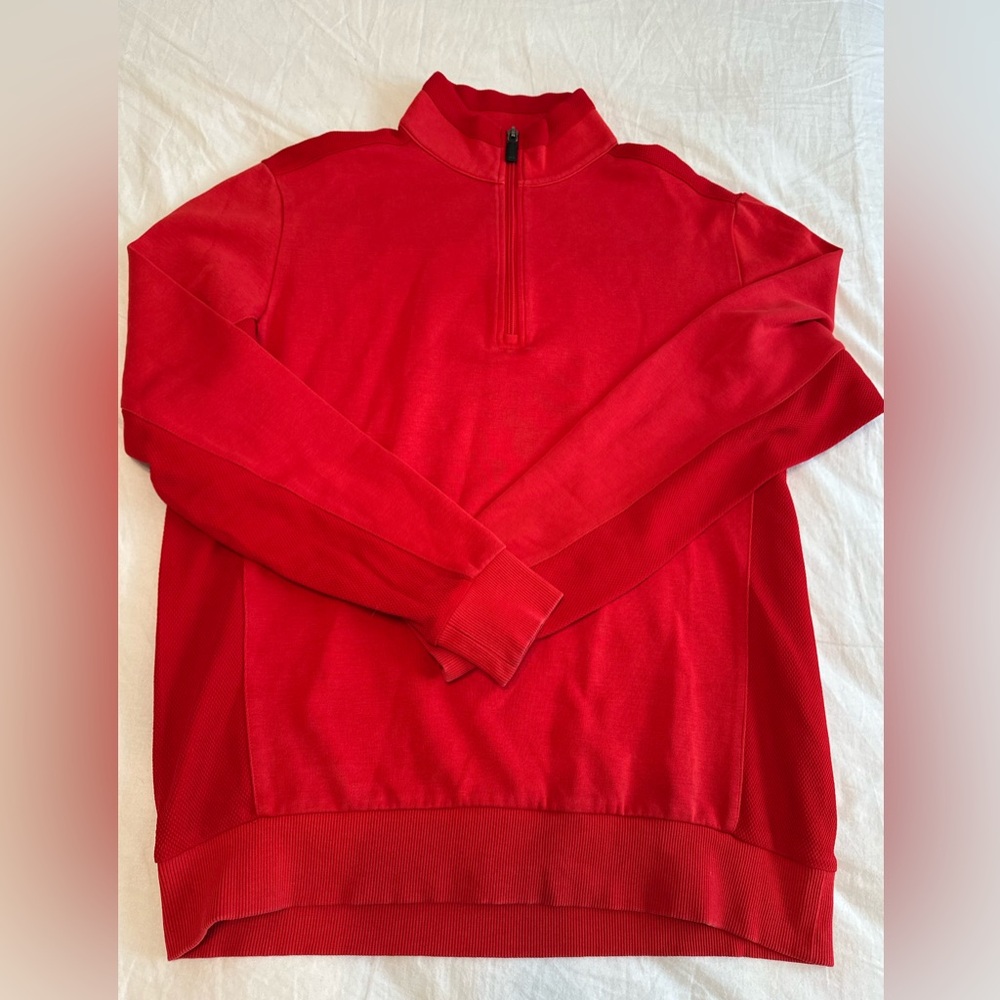 Bugatchi Men's Vibrant Red 1/4th Zip Pullover Sweater